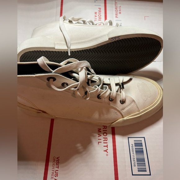 NEW LANVIN PARIS MID HI TOP WHITE DISTRESSED CANVAS Size 7/ Euro 40 - Picture 5 of 10